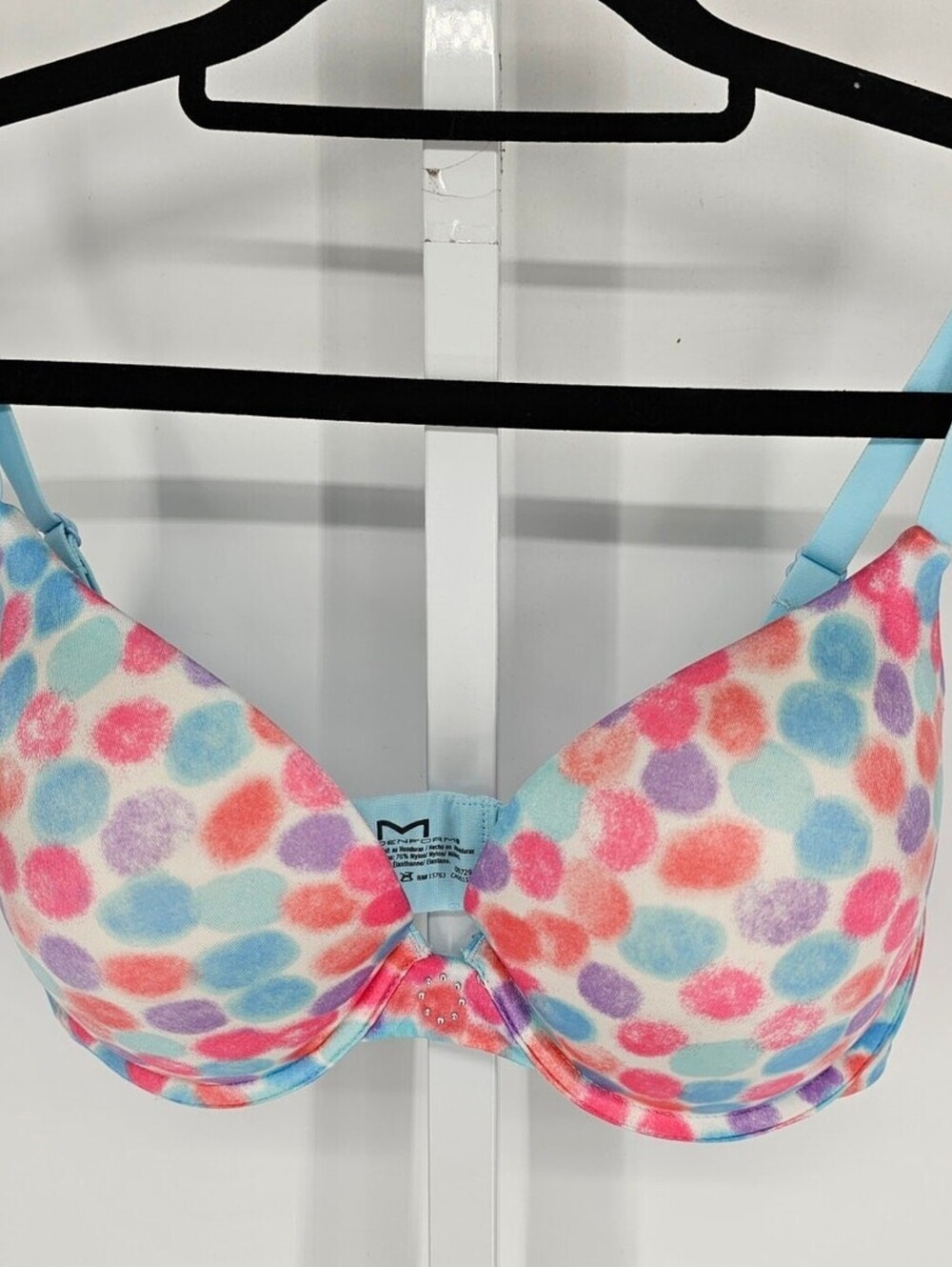 Maidenform Womens Sz 36D Lightly Padded T Shirt Bra Pastel Polka Dot